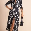 Alva Midi Shirt Dress In Oversized Mono Leopard