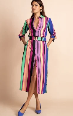 Alva Midi Shirt Dress In Stripe