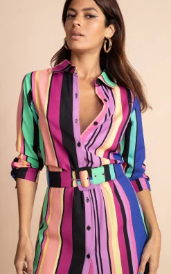 Alva Midi Shirt Dress In Stripe