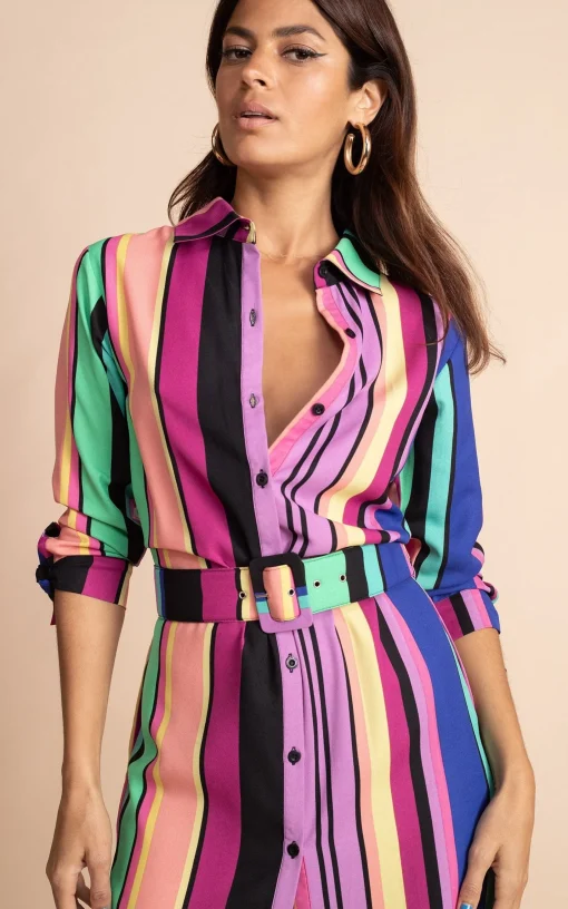Alva Midi Shirt Dress In Stripe