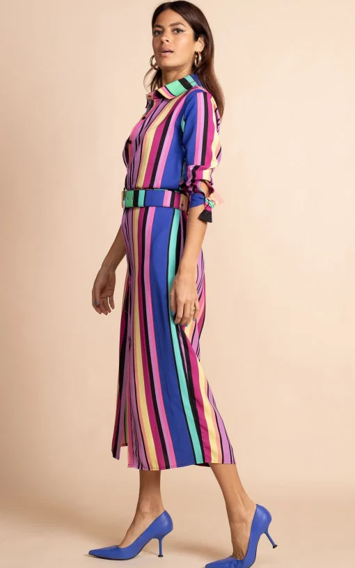Alva Midi Shirt Dress In Stripe