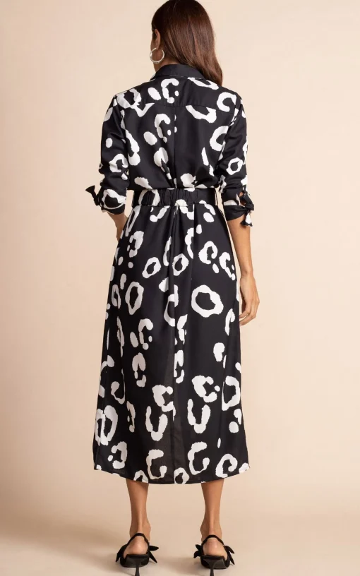 Alva Midi Shirt Dress In Oversized Mono Leopard