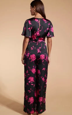 Annis Jumpsuit In Pink On Black Floral