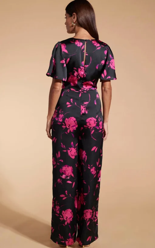 Annis Jumpsuit In Pink On Black Floral