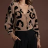 Bambino Cardigan In Black On Mocha Leopard
