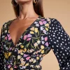 Betsy Tie Front Top In Citrus Tulip And Odd Dot Mix