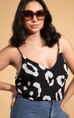 Birdie Cami Top In Oversized Mono Leopard