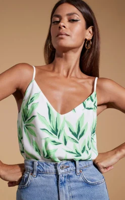 Birdie Cami Top In Tropic Green On White