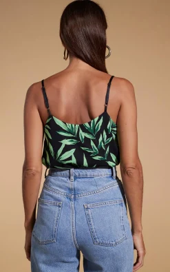 Birdie Cami Top In Tropic Green On Black