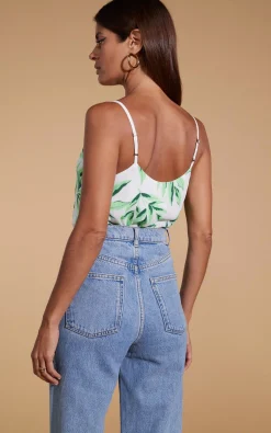 Birdie Cami Top In Tropic Green On White