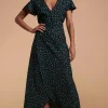 Cayenne Dress In Abstract Green On Black