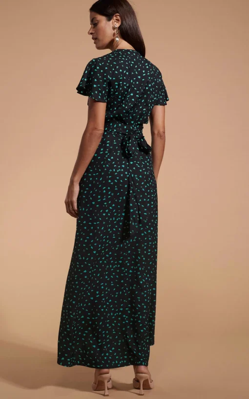 Cayenne Dress In Abstract Green On Black