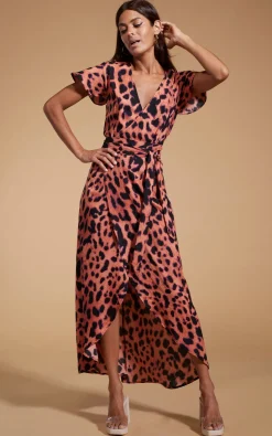 Cayenne Dress In Plorange Leopard