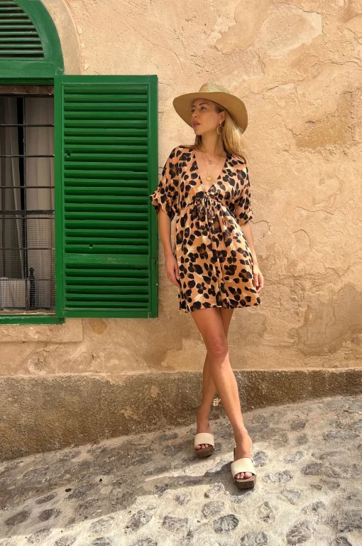 Coco Loco Dress In Painted Leopard
