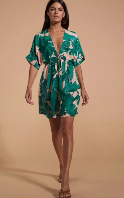 Coco Loco Dress In Vintage Palm Beige