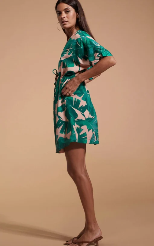 Coco Loco Dress In Vintage Palm Beige