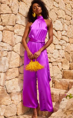 *Coming Soon *Jovina Halterneck Jumpsuit In Vibrant Purple
