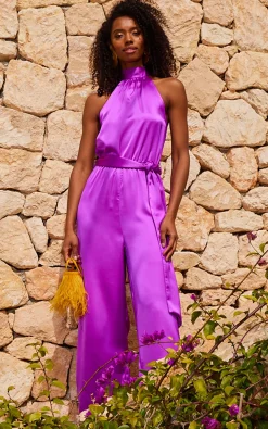 *Coming Soon *Jovina Halterneck Jumpsuit In Vibrant Purple