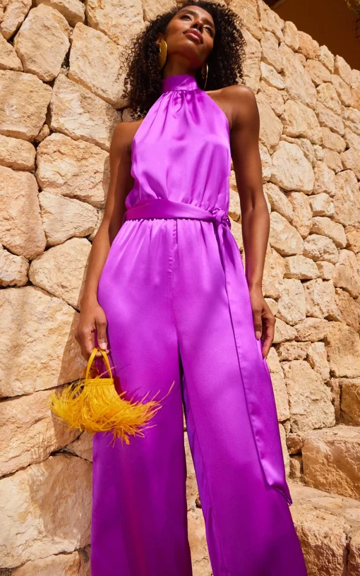 *Coming Soon *Jovina Halterneck Jumpsuit In Vibrant Purple