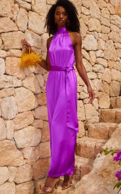 *Coming Soon *Jovina Halterneck Jumpsuit In Vibrant Purple