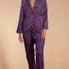 Cosmos Satin Long Leg Pj Set In Chilli Pepper
