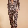 Cosmos Satin Long Leg Pj Set In Beige Cloud