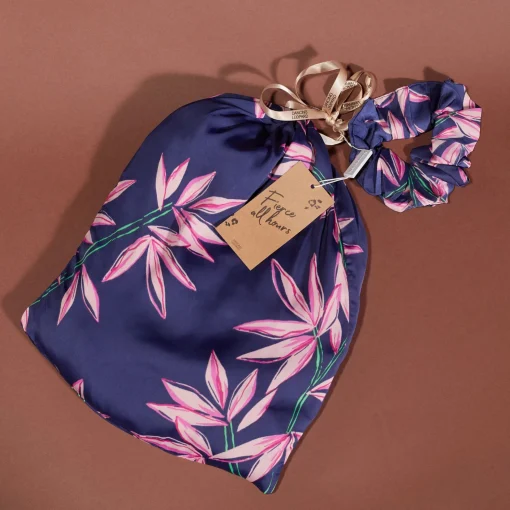 Cosmos Satin Long Leg Pj Set In Bamboo Navy Base