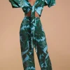 Cuba Trousers In Vintage Palm Blue Base