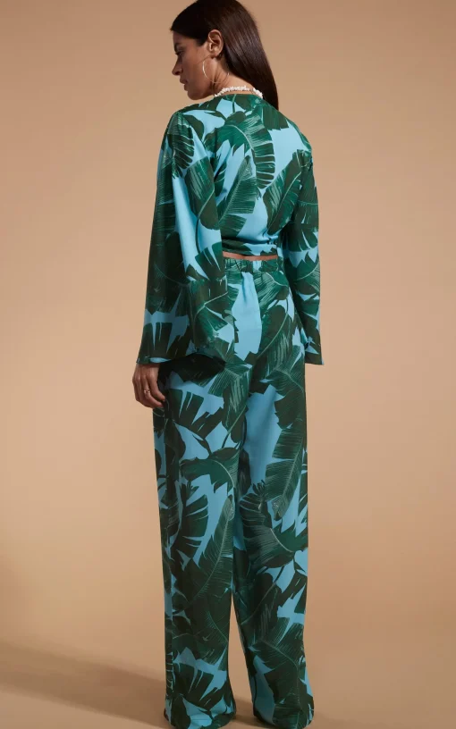 Cuba Trousers In Vintage Palm Blue Base