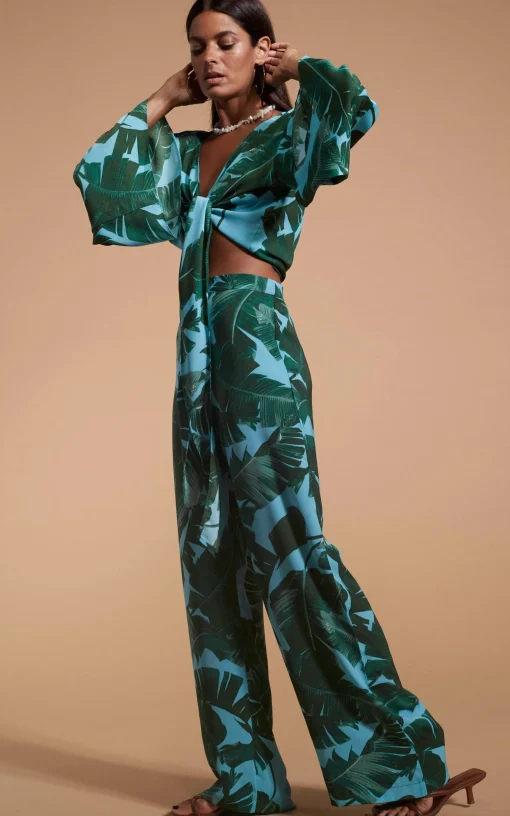 Cuba Trousers In Vintage Palm Blue Base