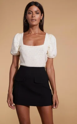 Daphne Pointelle Top In Cream