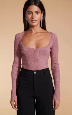 Darcy Sparkle Knit Top In Dusty Pink