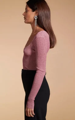 Darcy Sparkle Knit Top In Dusty Pink