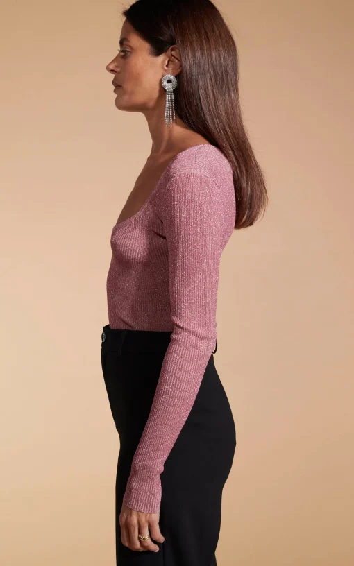 Darcy Sparkle Knit Top In Dusty Pink