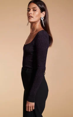 Darcy Sparkle Knit Top In Purple