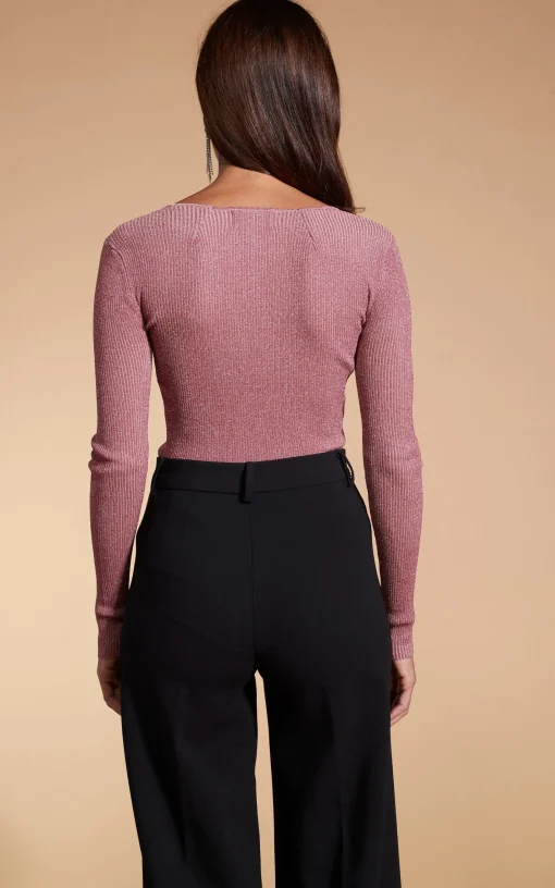 Darcy Sparkle Knit Top In Dusty Pink