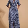Dove Dress In Blue On Black Snake