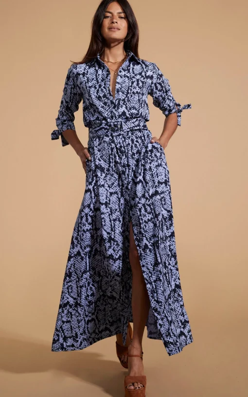 Dove Dress In Blue On Black Snake