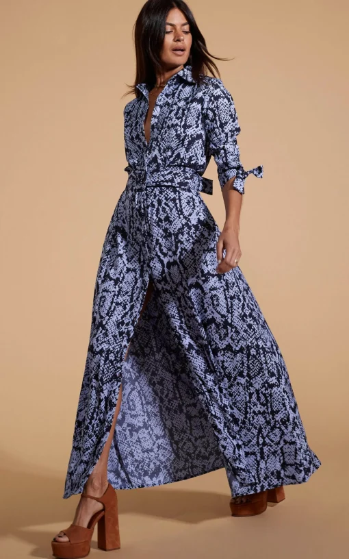 Dove Dress In Blue On Black Snake
