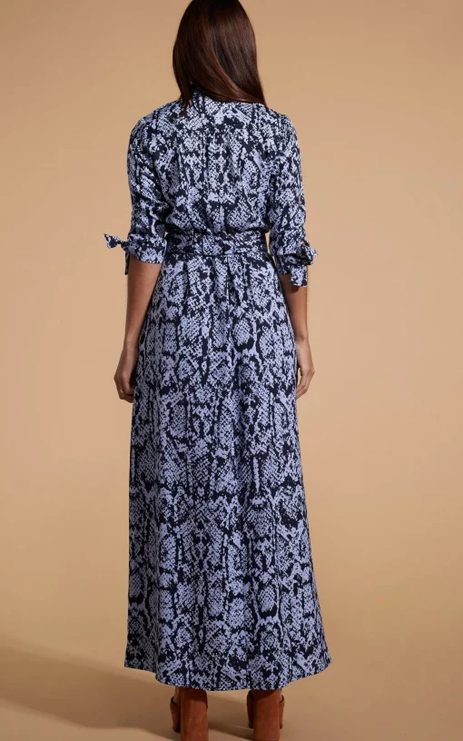 Dove Dress In Blue On Black Snake