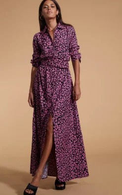 Dove Dress In Pink On Black Leopard