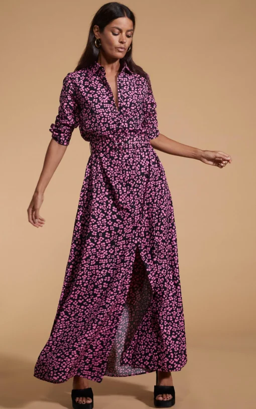 Dove Dress In Pink On Black Leopard