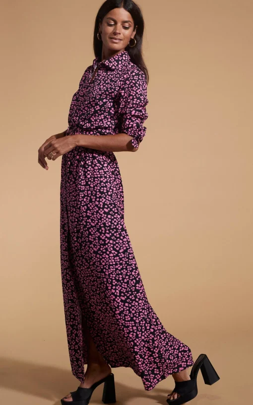Dove Dress In Pink On Black Leopard