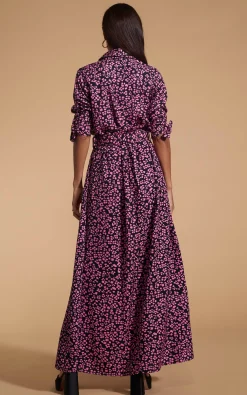 Dove Dress In Pink On Black Leopard