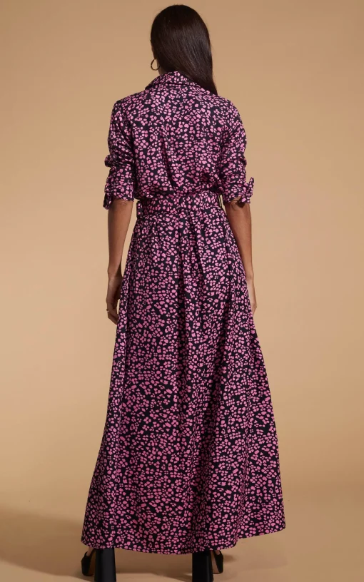 Dove Dress In Pink On Black Leopard