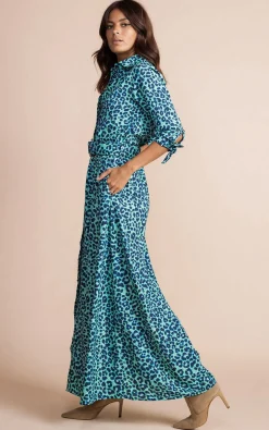 Dove Dress In Turquoise Leopard