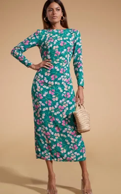 Estella Midaxi Dress In Green Tulip