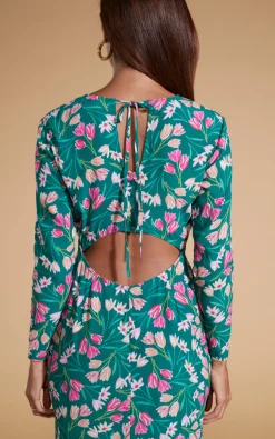 Estella Midaxi Dress In Green Tulip