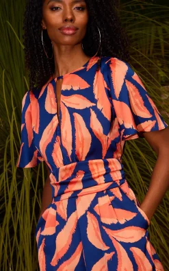 Fleur Playsuit In Abstract Leaf