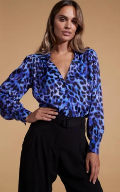 Halo Dominic Shirt In Blue Leopard